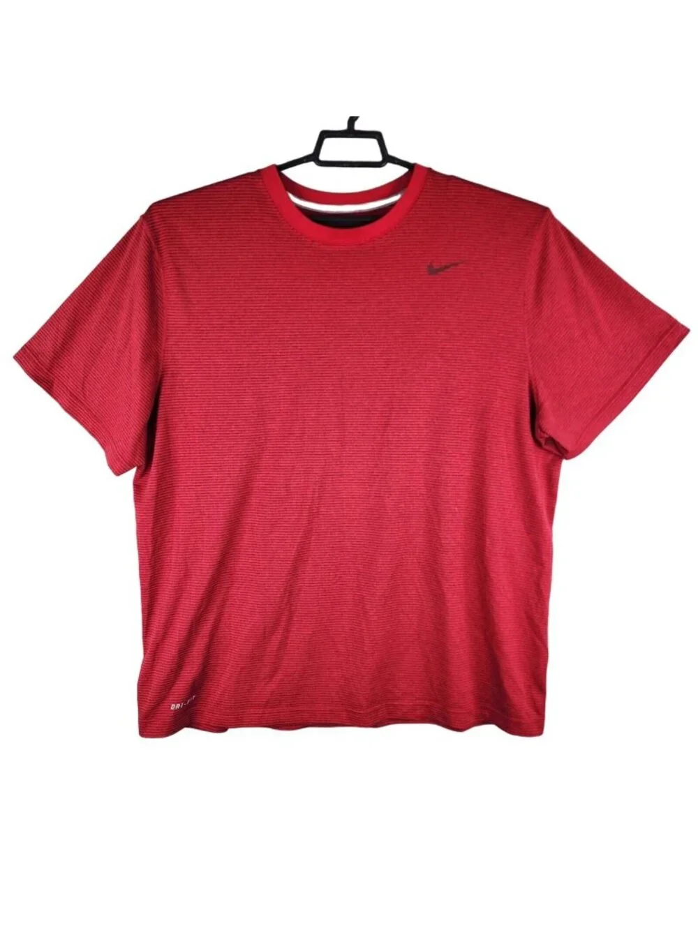 Mens Nike Dri-Fit Red Striped T Shirt Short Sleeve Crew Neck Polyester Size XXL